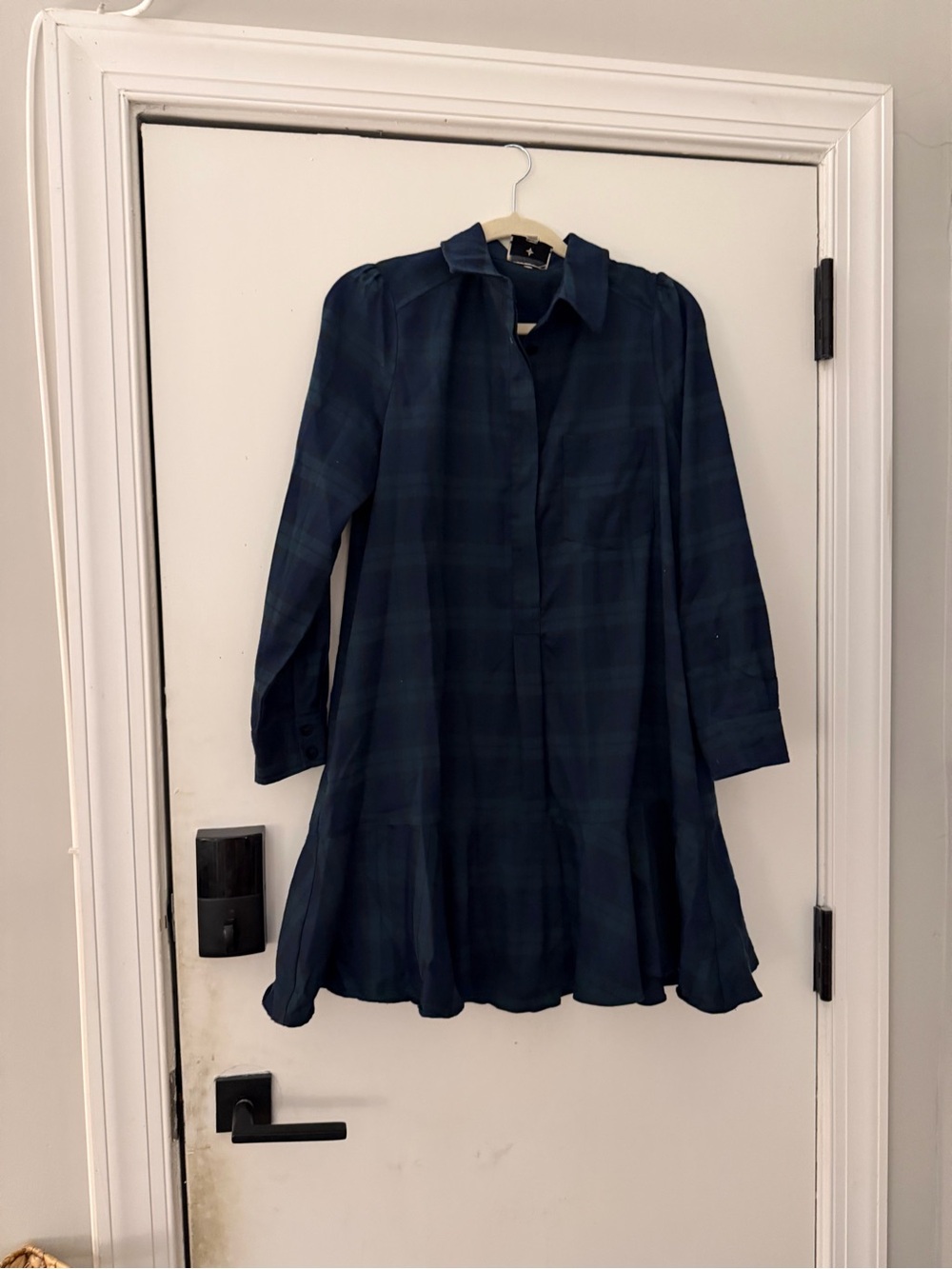 Tuckernuck Navy Plaid Mini Shirt Dress